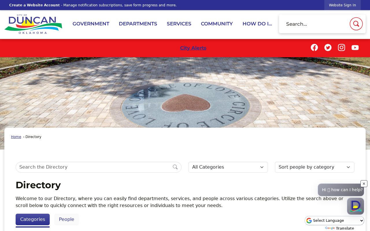 Duncan residents directory city staff search controls