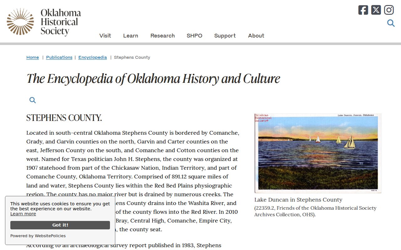 Duncan previous residents research using Stephens County history