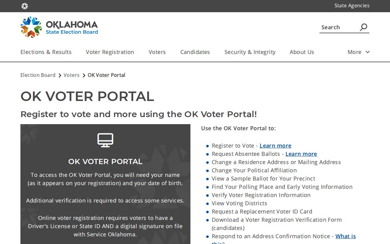 Duncan residents directory Oklahoma Voter Portal services