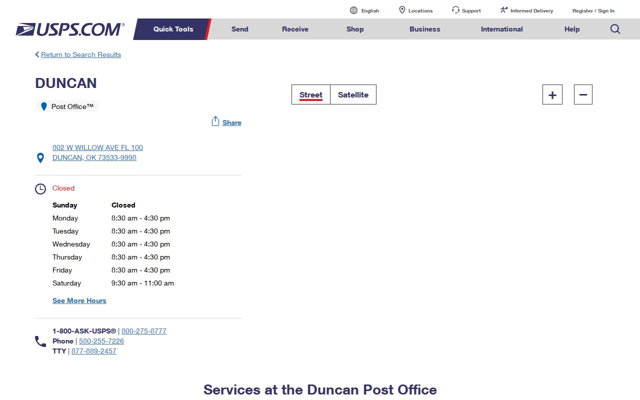Duncan ZIP code directory USPS Duncan Post Office location page